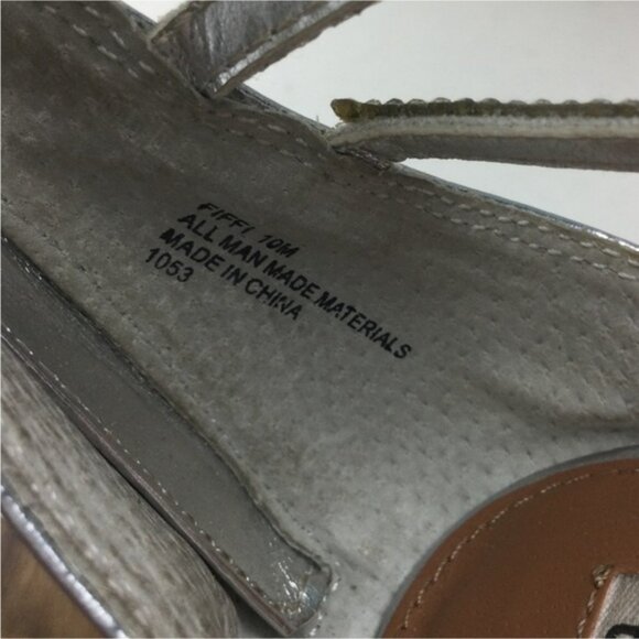 Steve Madden Fiffi Silver Metallic Rhinestone Faux Leather Strappy Heels Size 10 - Picture 13 of 13